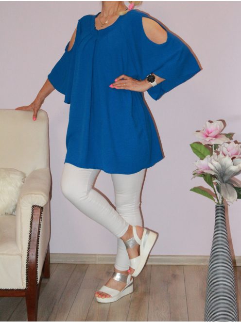 Válla nyitott,harang ujjú tunika! királykék XXL-3XL