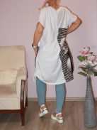 Mintás,zsebes,oldala húzott tunika!  fehér XL-3XL