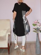 Mintás,zsebes,oldala húzott tunika! fekete XL-3XL