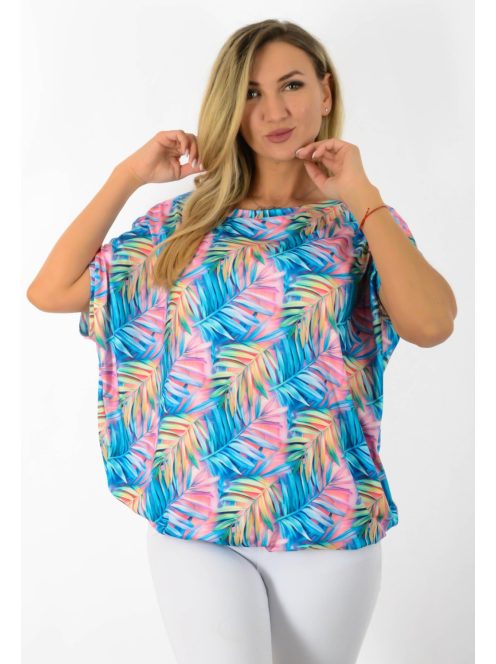 Trópusi levél mintás,aszimmetrikus,gumis aljú felső !  L-XXL