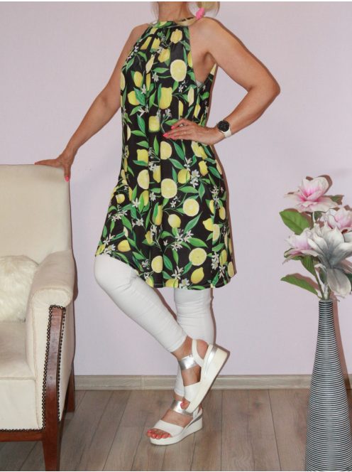 Citrom mintás,nyaknál kötős ruha!  L-XXL