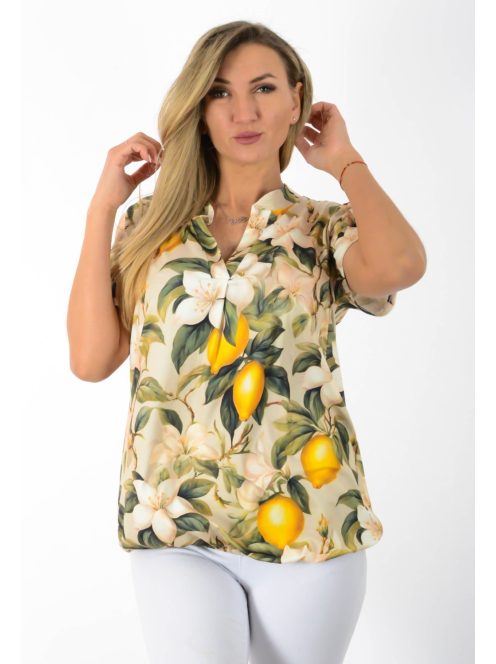 Citrom mintás, ingfazonú ,gumis aljú felső! bézs  L-XXL