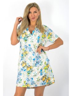 Citrom mintás,virágos,ingnyakú,zsebes tunika !   L-XL