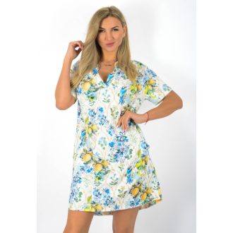 Citrom mintás,virágos,ingnyakú,zsebes tunika !   L-XL