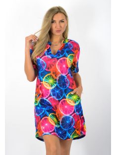 Trópusi gyümölcsös,ingnyakú,zsebes tunika !   L-XL