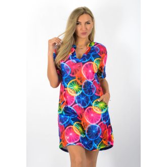 Trópusi gyümölcsös,ingnyakú,zsebes tunika !   L-XL