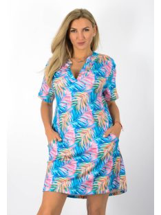 Trópusi levél mintás,ingnyakú,zsebes tunika !   L-XL
