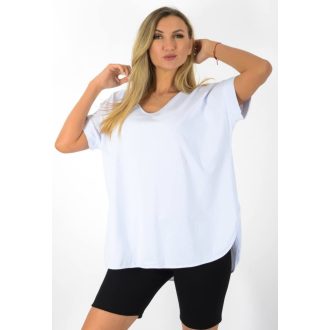   V nyakú,kerekített aljú,hátulja hosszabb felső!  fehér XL-3XL