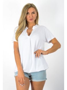 Géz anyagú, ingfazonú ,gumis aljú felső! fehér  L-XL