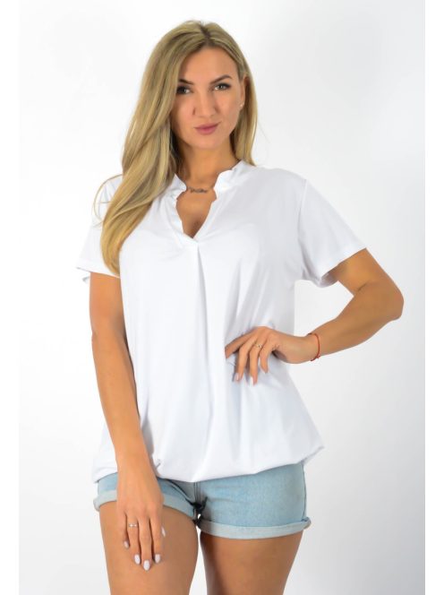 Géz anyagú, ingfazonú ,gumis aljú felső! fehér  L-XL