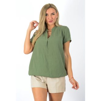 Géz anyagú, ingfazonú ,gumis aljú felső! khaki L-XL