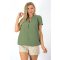 Géz anyagú, ingfazonú ,gumis aljú felső! khaki L-XL