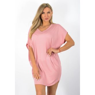 Egyszínű,V nyakú lenge tunika! púderrózsaszín L-XXL