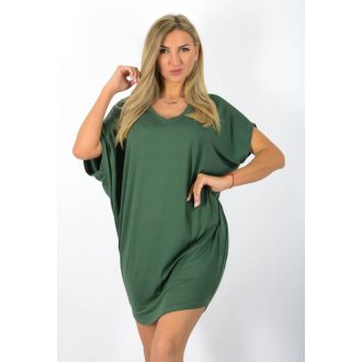 Egyszínű,V nyakú lenge tunika! khaki L-XXL