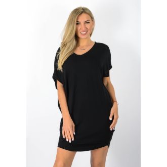Egyszínű,V nyakú lenge tunika! fekete L-XXL
