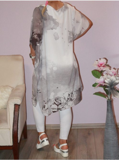 Lepkés,muszlin tunika!  szürke L-XXL