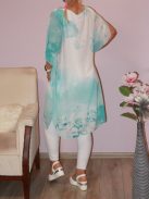 Lepkés,muszlin tunika! türkizkék L-XXL
