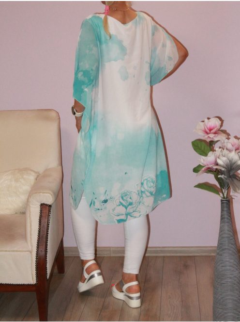 Lepkés,muszlin tunika! türkizkék L-XXL