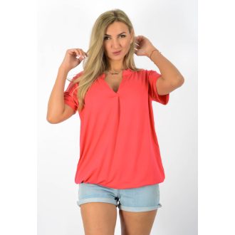 Egyszínű, ingfazonú ,gumis aljú felső! korall L-XXL