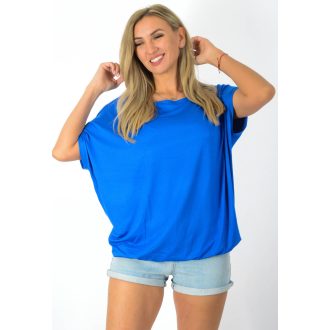 Egyszínű,lenge,gumis aljú felső ! királykék L-XXL