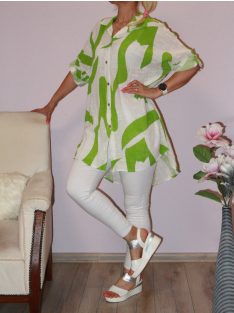 Mintás,lenvásznas,gombos, ingtunika! zöld XL-3XL