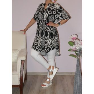 Mintás hátulja hosszabb ingtunika!  fekete-fehér XXL-3XL