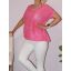 Virágos,zsebes,lenvásznas,V nyakú felső ! pink L-XL