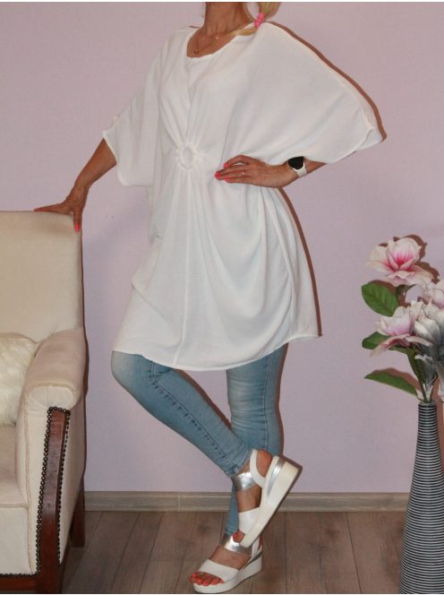 Lenge,elöl húzott  tunika/ ruha! fehér L-3XL