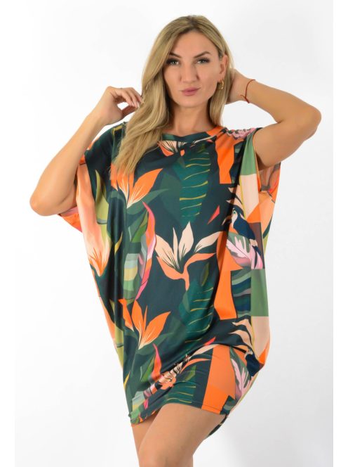 Trópusi virágos,aszimmetrikus, lenge tunika!  L-XXL