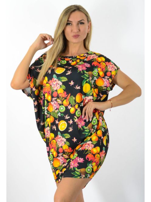 Citromos,aszimmetrikus, lenge tunika! fekete L-XXL