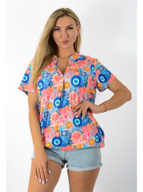 Trópusi gyümölcsös, ingfazonú ,gumis aljú felső!   L-XXL