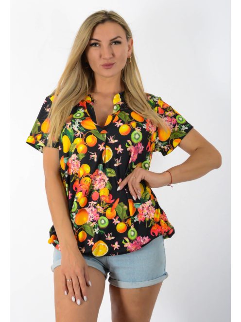 Citrom mintás, ingfazonú ,gumis aljú felső! fekete  L-XXL