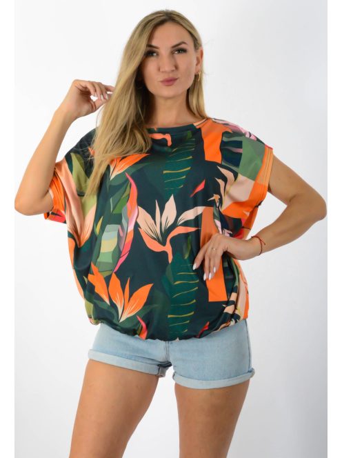 Trópusi virágos,aszimmetrikus,gumis aljú felső !  L-XXL