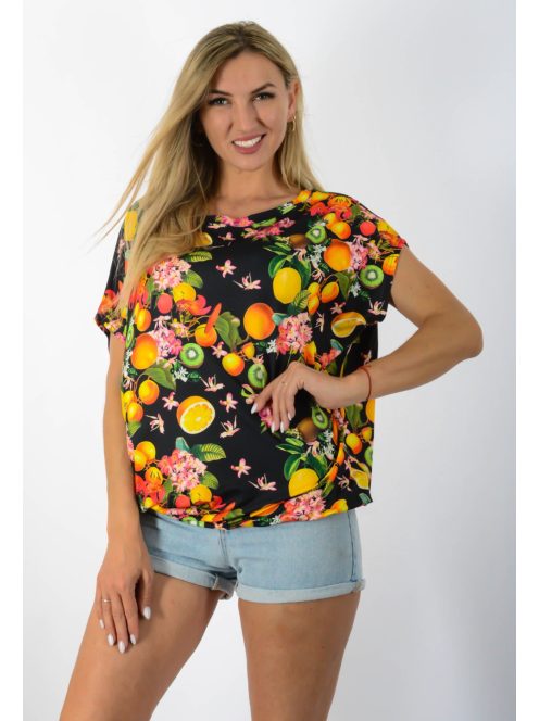 Citromos,aszimmetrikus,gumis aljú felső ! fekete  L-XXL
