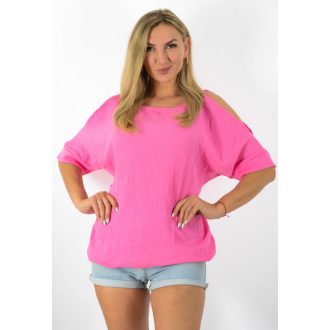   Géz anyagú,válla nyitott,denevérujjas,gumis felső!  pink  L-XL
