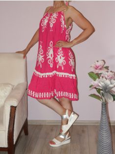 Népi motívumos,spagettipántos ruha ! pink L-XL