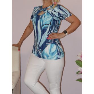Trópusi levél mintás,csavart elejű felső !  M-XL