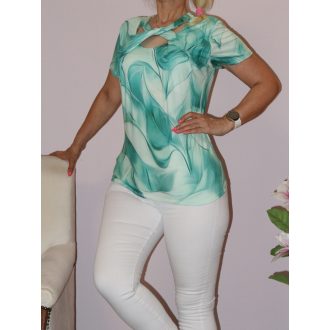 Mintás,csavart elejű felső ! zöld  M-XL