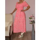 Mintás,mellben gumírozott  maxi ruha! neonpink-narancs S-XL