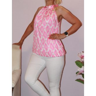   Mintás,nyaknál kötős,gumis aljú felső!  rózsaszín M-XL