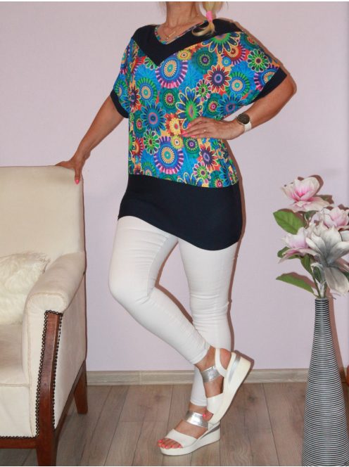 Mandala mintás,V nyakú,denevérujjas,passzés aljú felső !  L-XXL