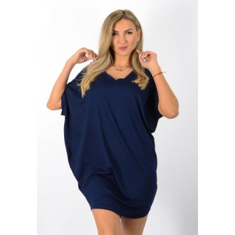 Egyszínű,V nyakú lenge tunika! sötétkék L-XXL