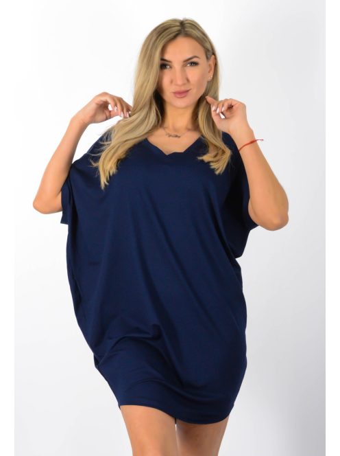 Egyszínű,V nyakú lenge tunika! sötétkék L-XXL
