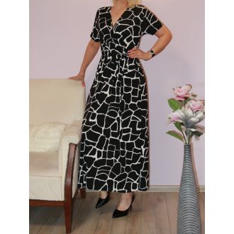 Mintás,átlapolt,gumis derekú maxi ruha !  M-XXL