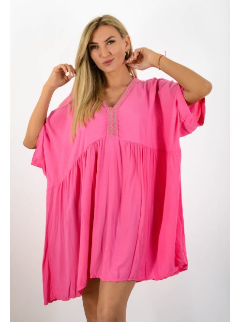 V kivágású,mell alatt szabott lenge tunika! pink XXL-6XL