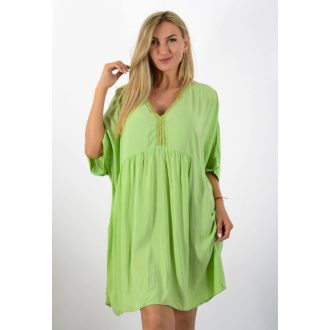 V kivágású,mell alatt szabott lenge tunika! zöld XXL-6XL
