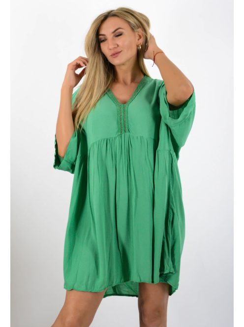 V kivágású,mell alatt szabott lenge tunika! zöld XXL-6XL