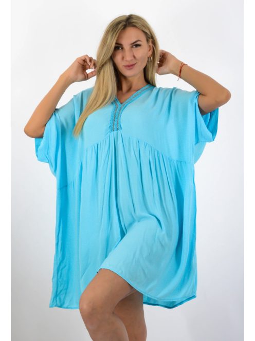 V kivágású,mell alatt szabott lenge tunika! kék XXL-6XL