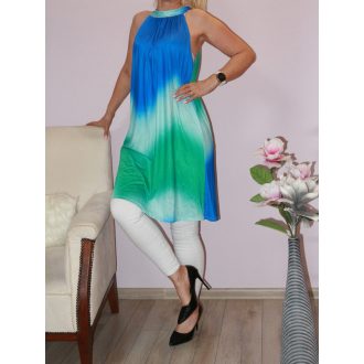 Mintás,nyaknál kötős ruha! zöld-királykék L-XL