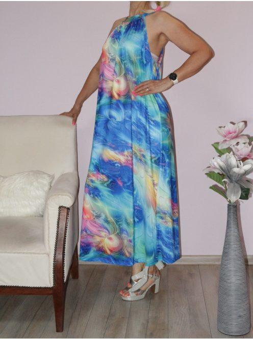 Mintás,nyaknál kötős maxi ruha!  L-XXL